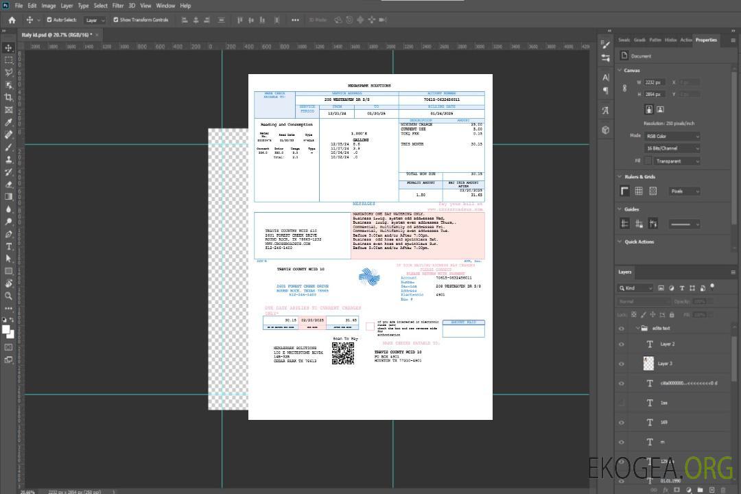 USA Texas Dasor Management and Investment modèle de facture de services publics aux formats Word et PDF template
